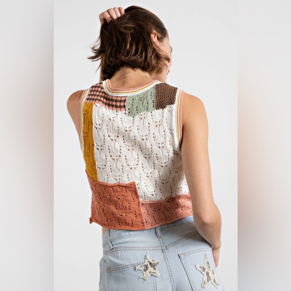 American Eagle Patchwork Button Up Vest - image 2